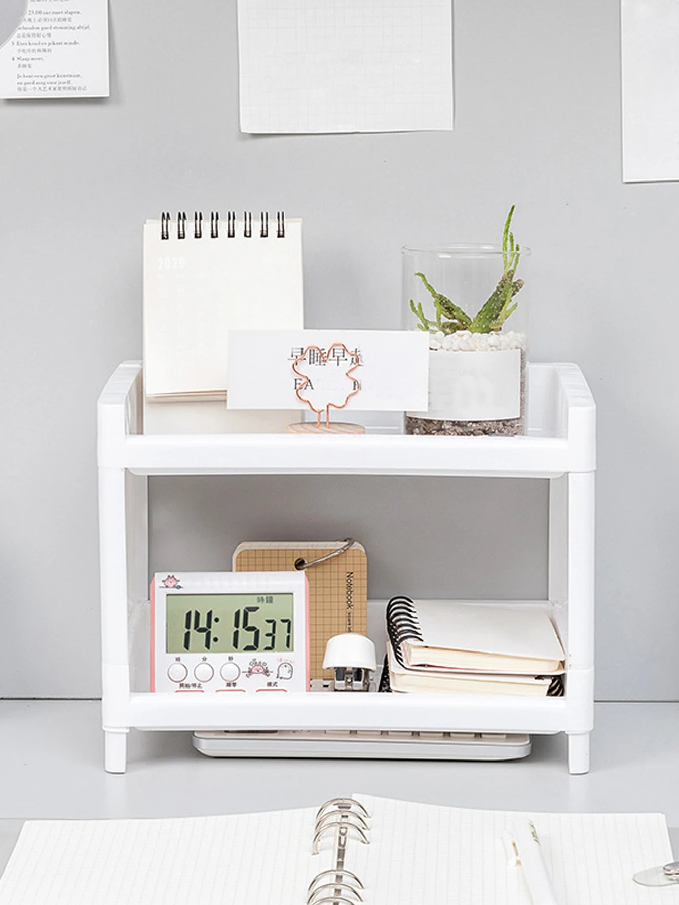 Double Layer White Desktop Organizer