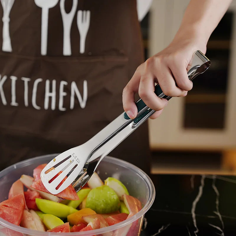 Non-Slip Stainless Steel Food Tongs for Meat