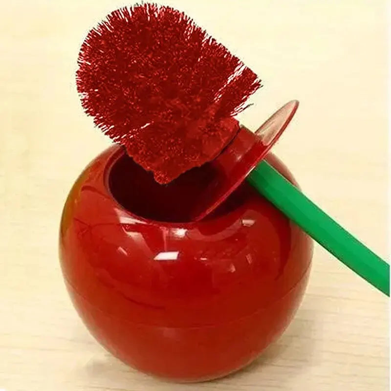 Creative Cherry Shape Toilet Brush Holder Set