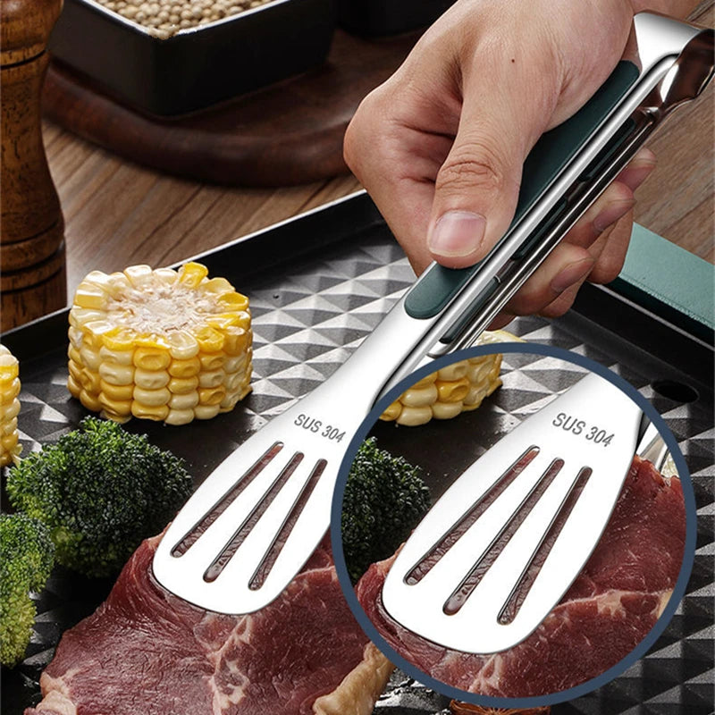 Non-Slip Stainless Steel Food Tongs for Meat