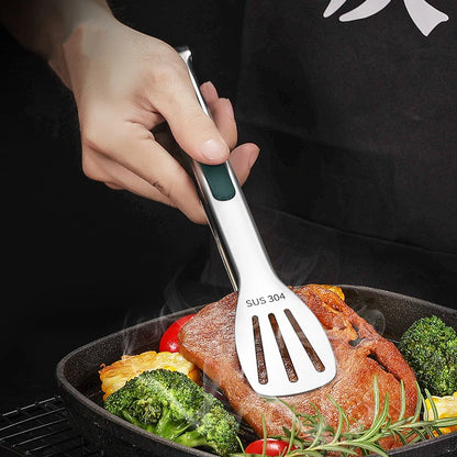 Non-Slip Stainless Steel Food Tongs for Meat