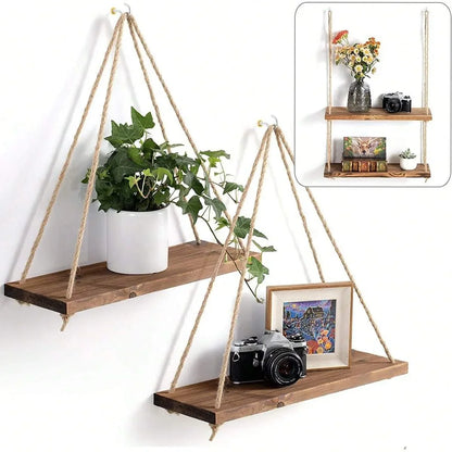 Wooden Hanging Swing Shelf