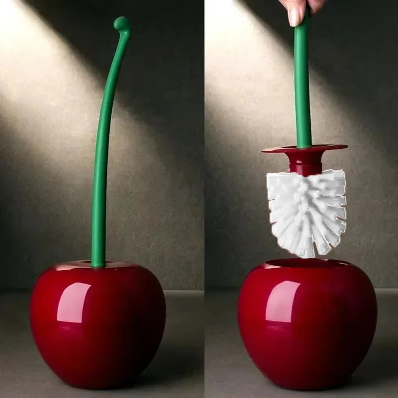 Creative Cherry Shape Toilet Brush Holder Set