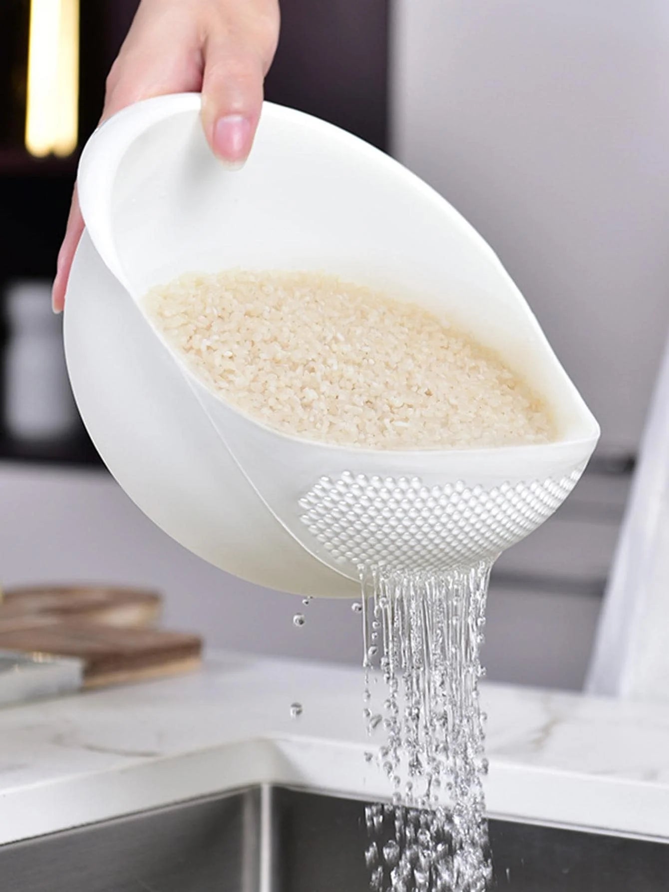 Multi-Use Rice Colander Drain Basket with Handle