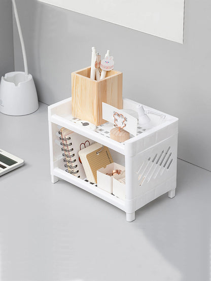 Double Layer White Desktop Organizer