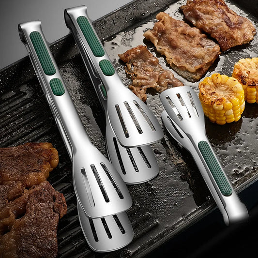 Non-Slip Stainless Steel Food Tongs for Meat