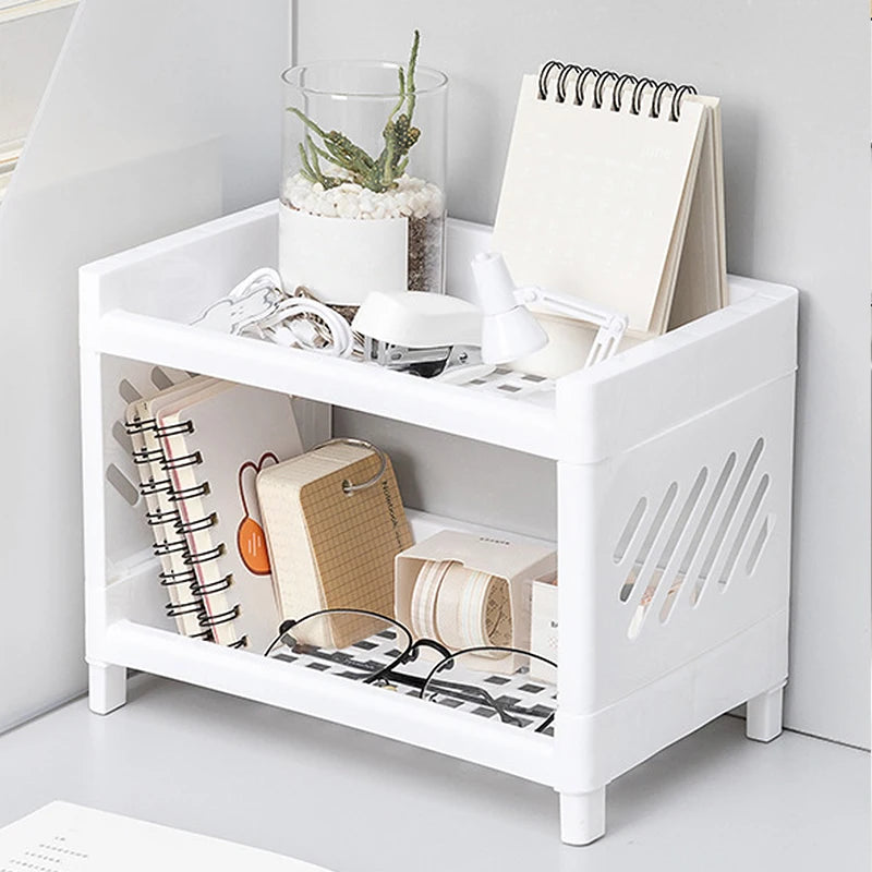 Double Layer White Desktop Organizer